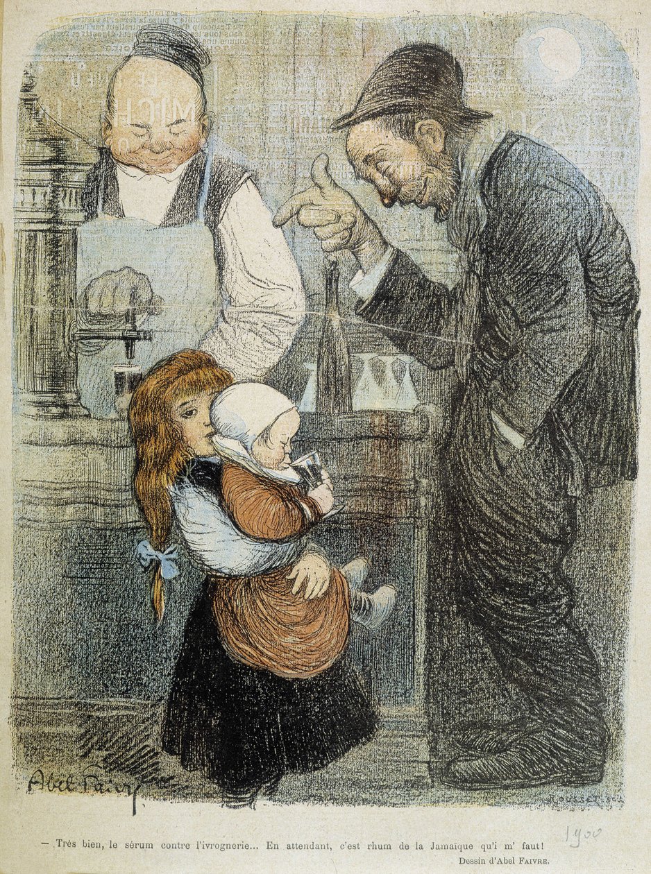 Rendben, a részegség elleni szérum, addig is kell egy rum jamaikából! - dess. Írta: Abel Faivre (1864-1945) alkotó: Jules Abel Faivre