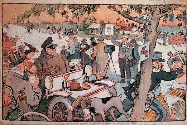 M. Fournier karikatúrája elindul a Párizs-Berlin rallyn alkotó: Jules Abel Faivre