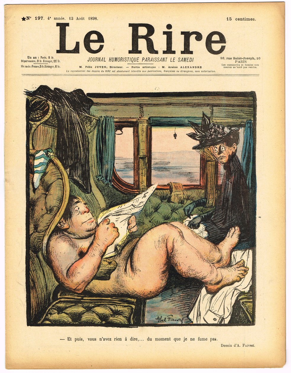 A „” The Laughter” címlapja, színekben szatirikus alkotó: Jules Abel Faivre