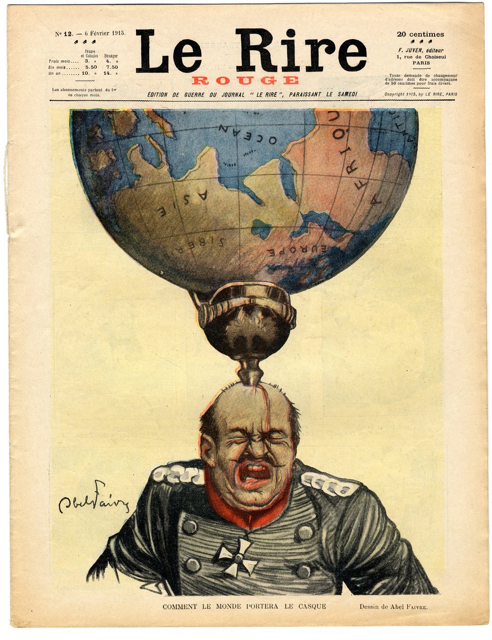 A „The Red Laughter” címlapja, színekben szatirikus alkotó: Jules Abel Faivre