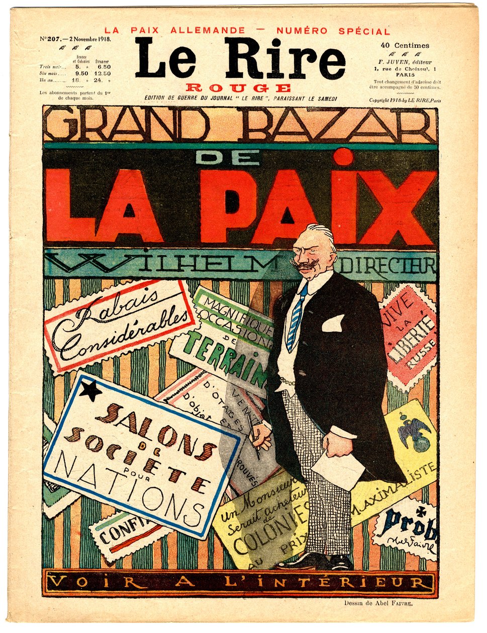 A „The Red Laughter” címlapja, színekben szatirikus alkotó: Jules Abel Faivre