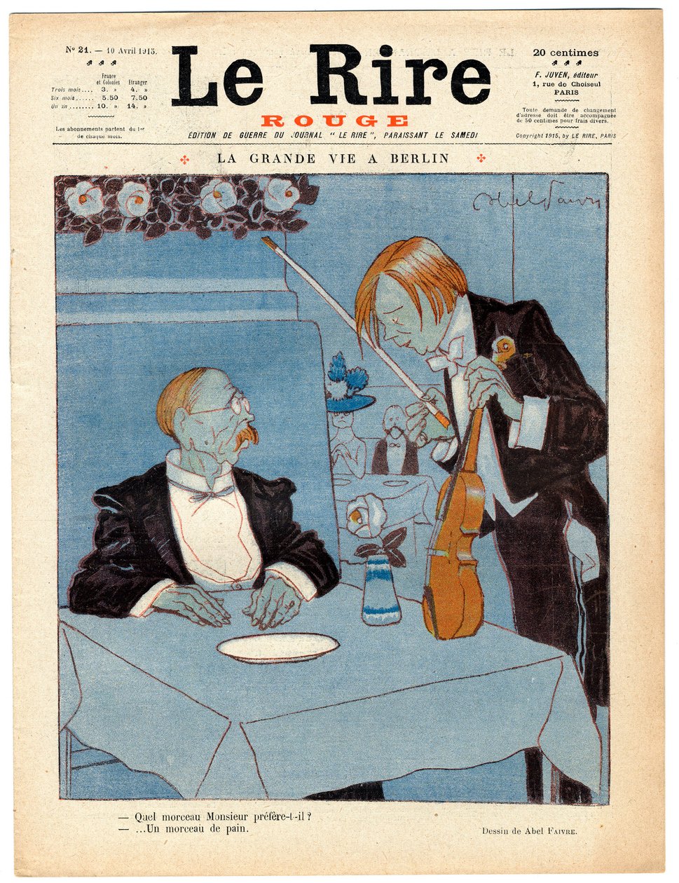 A „The Red Laughter” címlapja, színekben szatirikus alkotó: Jules Abel Faivre