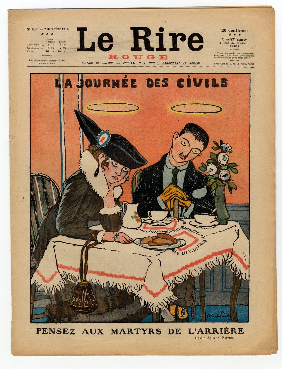 A „The Red Laughter” címlapja, színekben szatirikus alkotó: Jules Abel Faivre