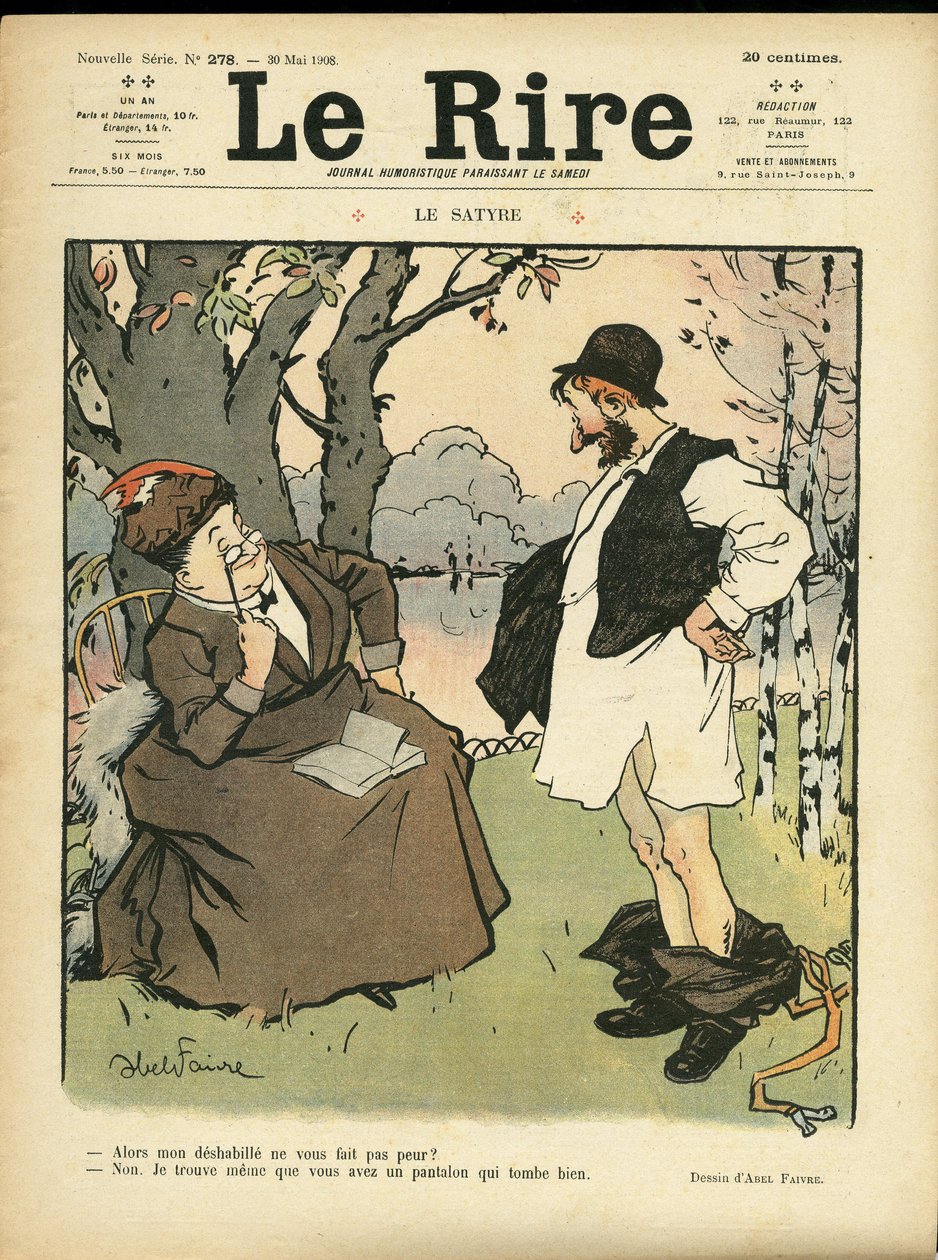 Illusztráció: Abel Faivre (1867-1945) a Le Lire borítójára, 2008.05.30. - A szatíra - Természet növényzet, szerelem, divat, fa, üvegáru alkotó: Jules Abel Faivre