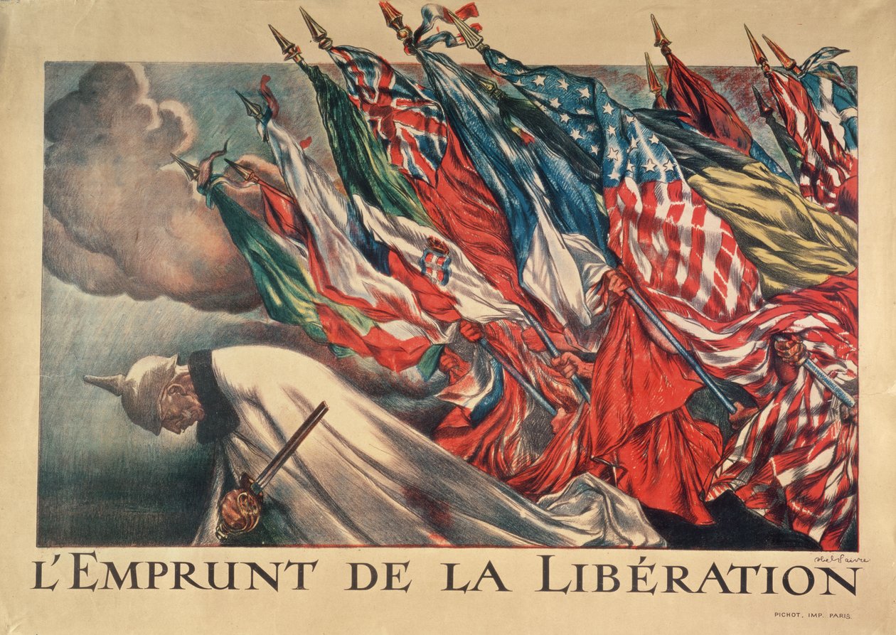 A felszabadulási kölcsön, francia propaganda plakát alkotó: Jules Abel Faivre