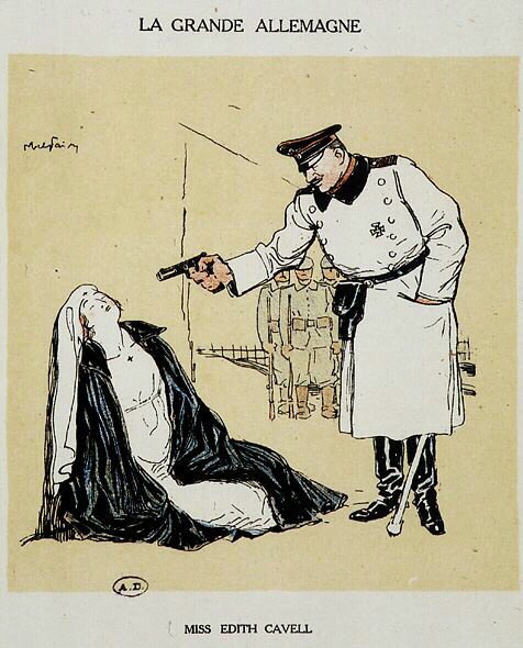 Edith Cavell kisasszonyt a németek kivégezték, Abel Faivre (1864-1945) képe. alkotó: Jules Abel Faivre