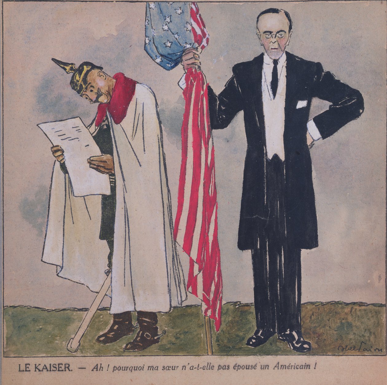 Woodrow Wilson elnök (1856-1924) és II. Wilhelm császár (1859-1941) 1917 körül alkotó: Jules Abel Faivre