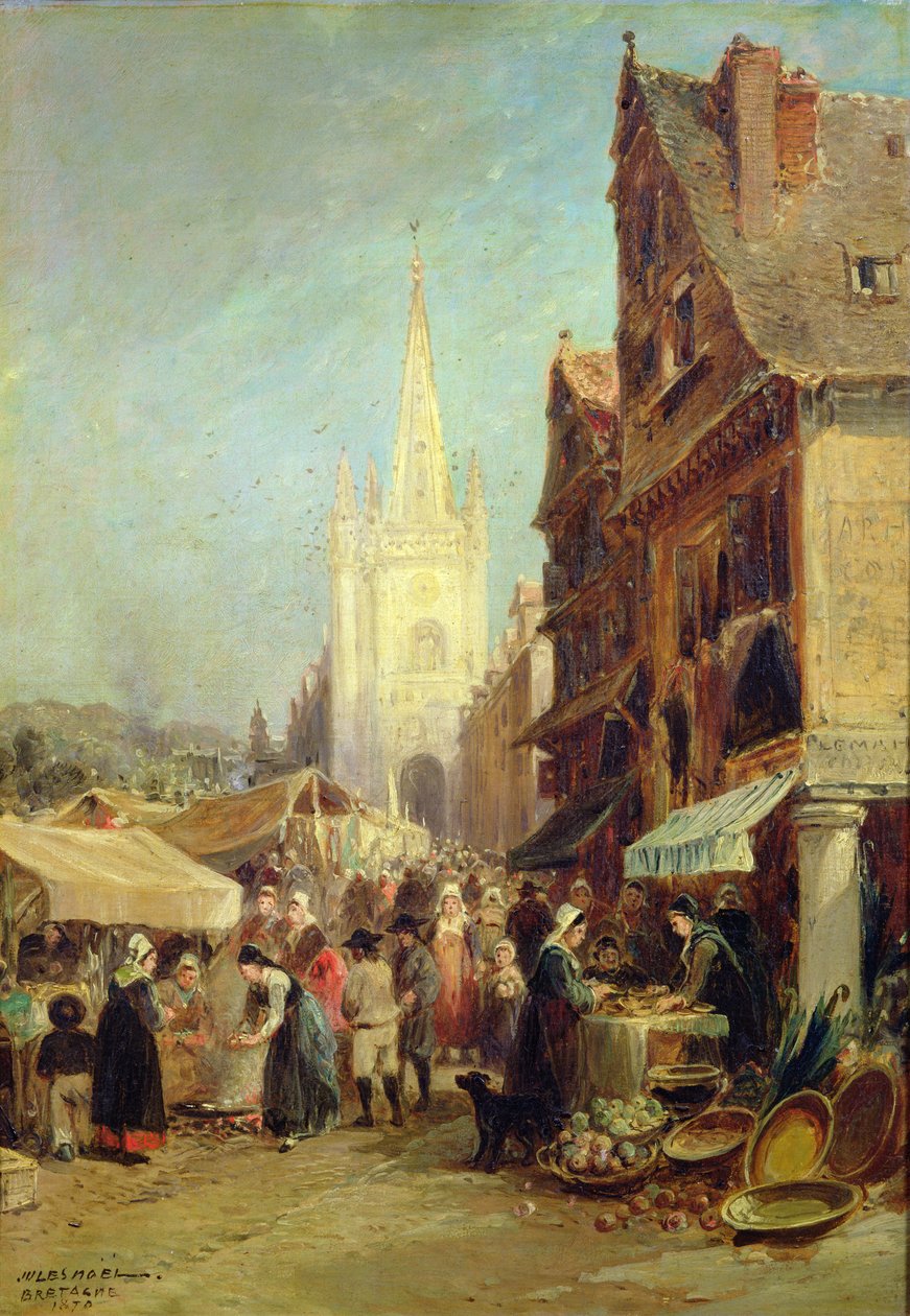 Piac a Hennebontban alkotó: Jules Achille Noel