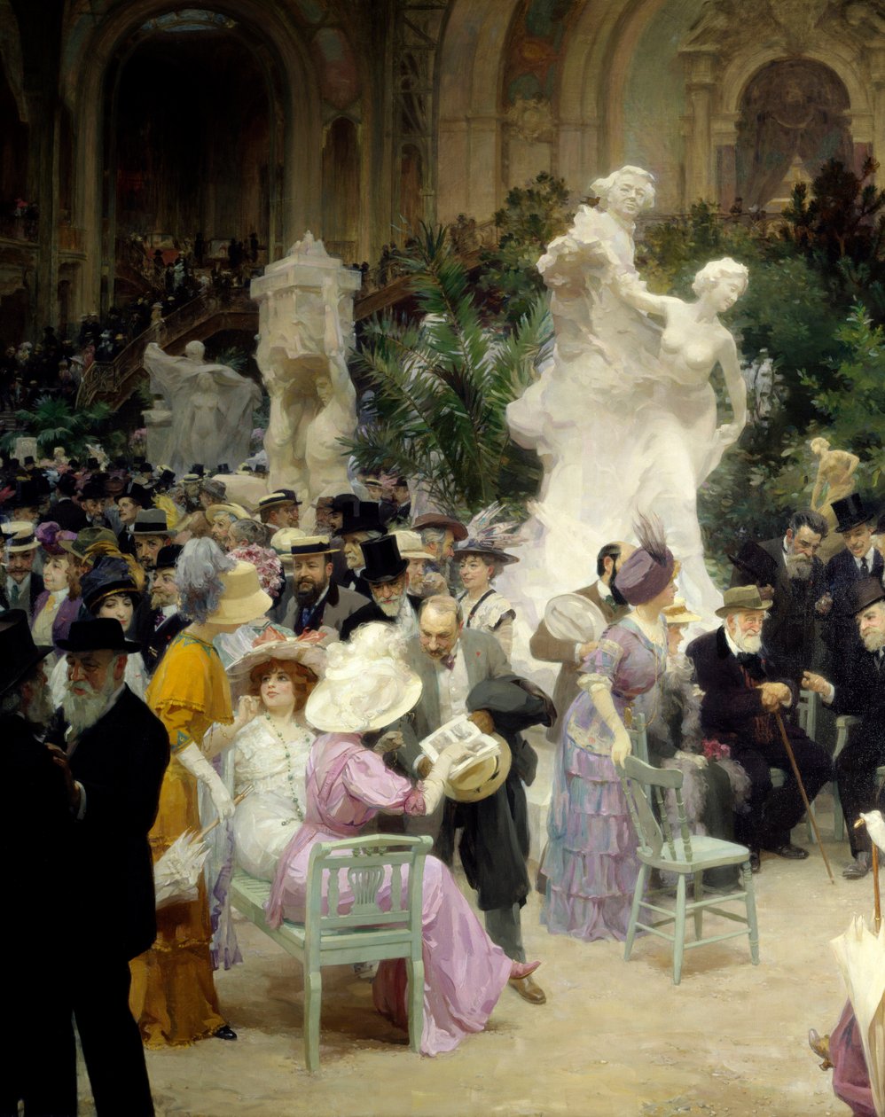 Belle epoque: "" A Salon des Artes francais péntekje""" Mondanites a párizsi Grand Palais művészeti kiállításán. Részlet. Jules Alexandre Grun (1868-1934) festménye, 1911 Rouen. Szépművészeti Múzeum alkotó: Jules Alexandre Gruen or Grun