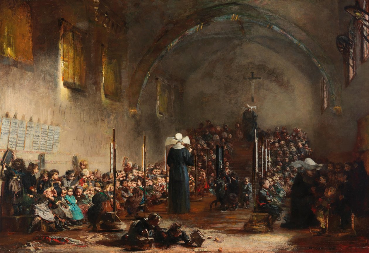 Óvoda egy kolostorban, 1876. alkotó: Jules Alexandre Patrouillard Degrave