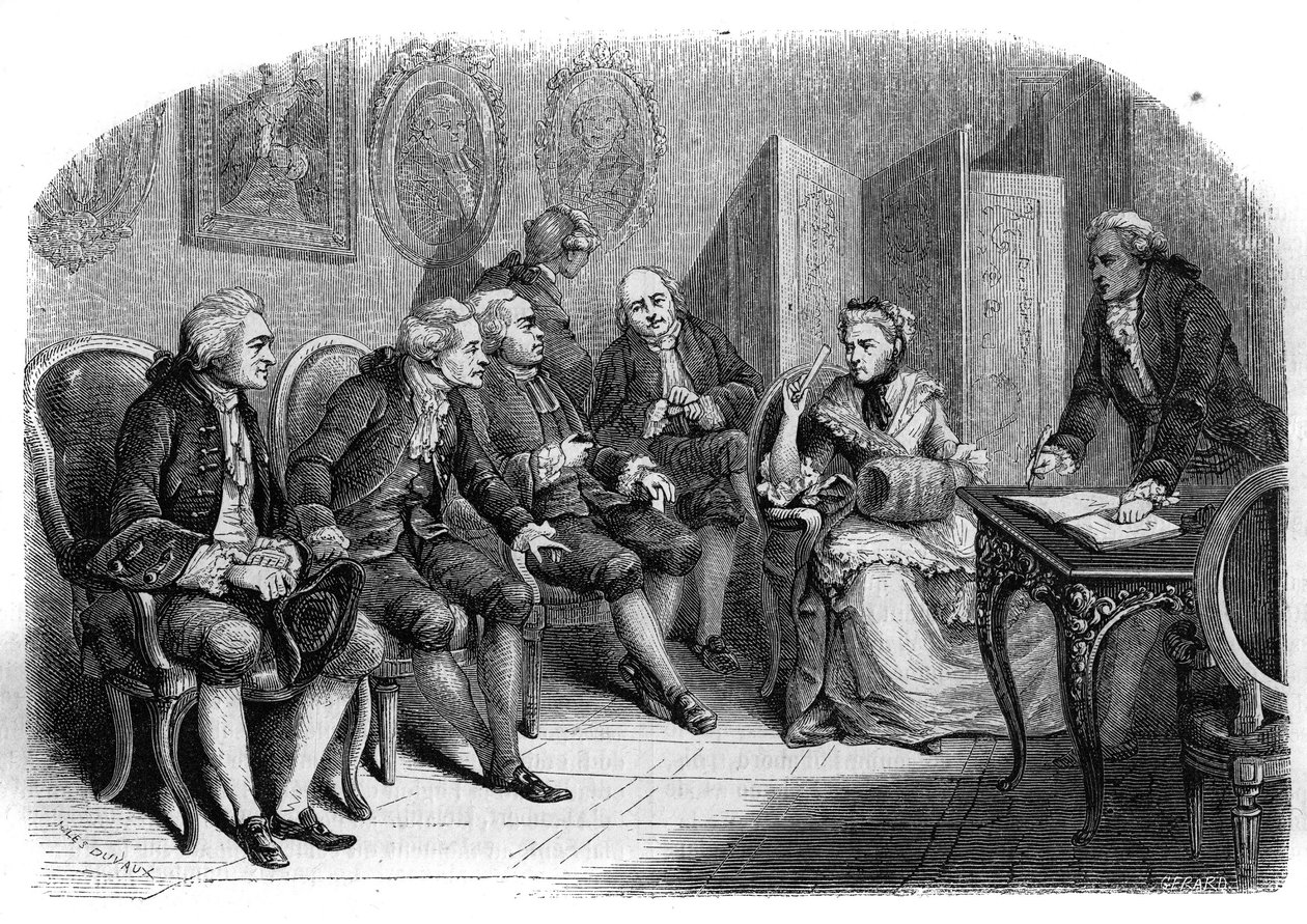 Marie Anne Doublet (Doublet de Persian) irodalmi szalonja alkotó: Jules Antoine (after) Duvaux