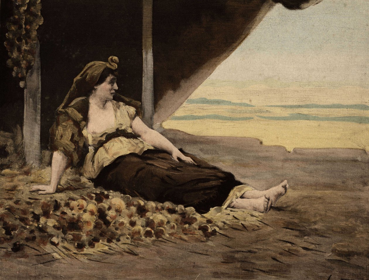 Kleopátra (Cleopatre) hagymát árul. Pantagruel. Illusztráció: Jules Garnier. In: "Rabelais és Jules Garnier művei". alkotó: Jules Arsene Garnier