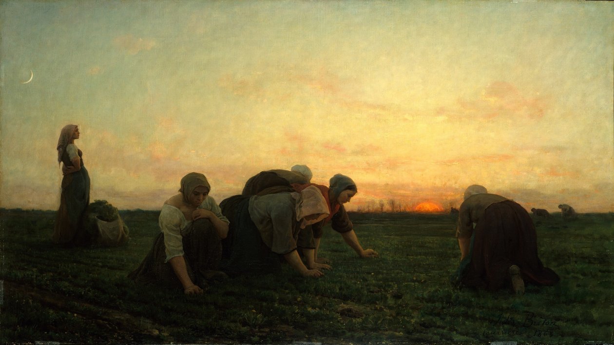 Francia: Les Sarcleuses ou Les Bineuses A gyomlálók alkotó: Jules Breton