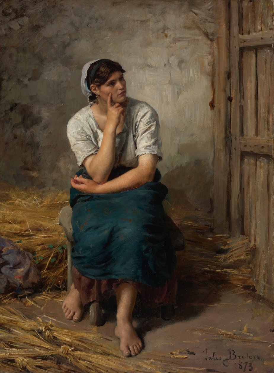 Francia: Paysanne au Repos Pihenő parasztlány alkotó: Jules Breton