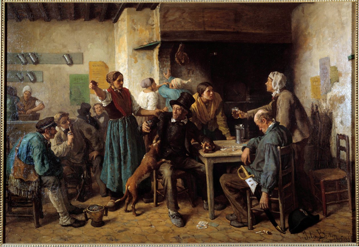 Hétfő. Vásárlók egy asztalnál egy fogadóban alkotó: Jules Breton