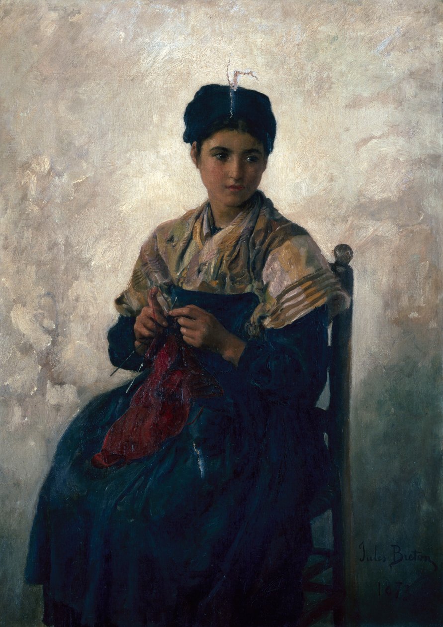 Parasztlány kötés alkotó: Jules Breton