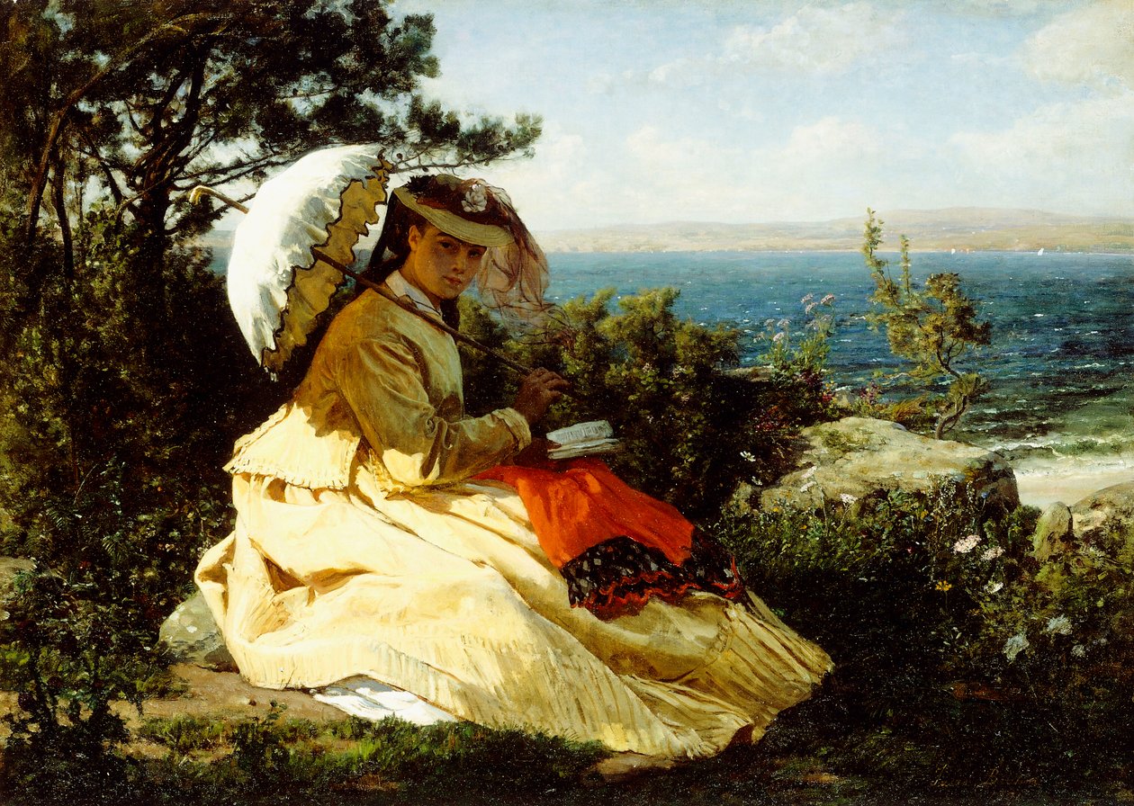 A nő a napernyővel; Douarnenezi-öböl, 1871 alkotó: Jules Breton