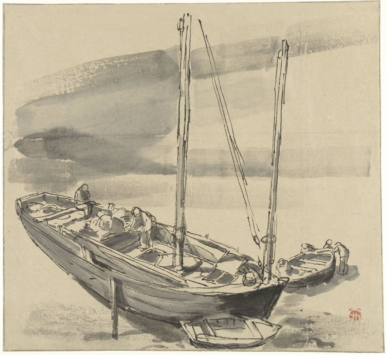 Hajók Grancampben (Calvados) alkotó: Jules Chadel