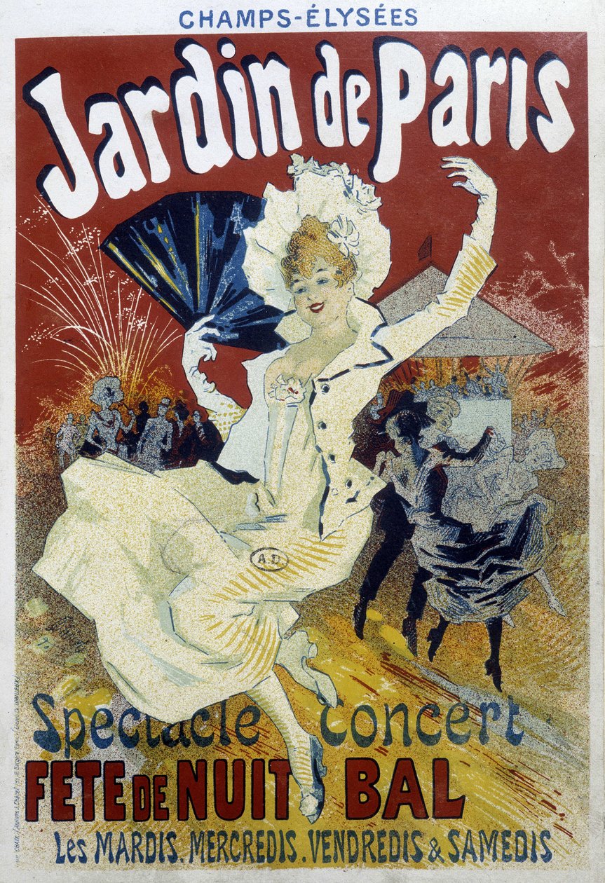 Jardin de Paris: show, koncert, éjszakai parti és bál – Jules Chéret plakátja, 19. század vége alkotó: Jules Cheret