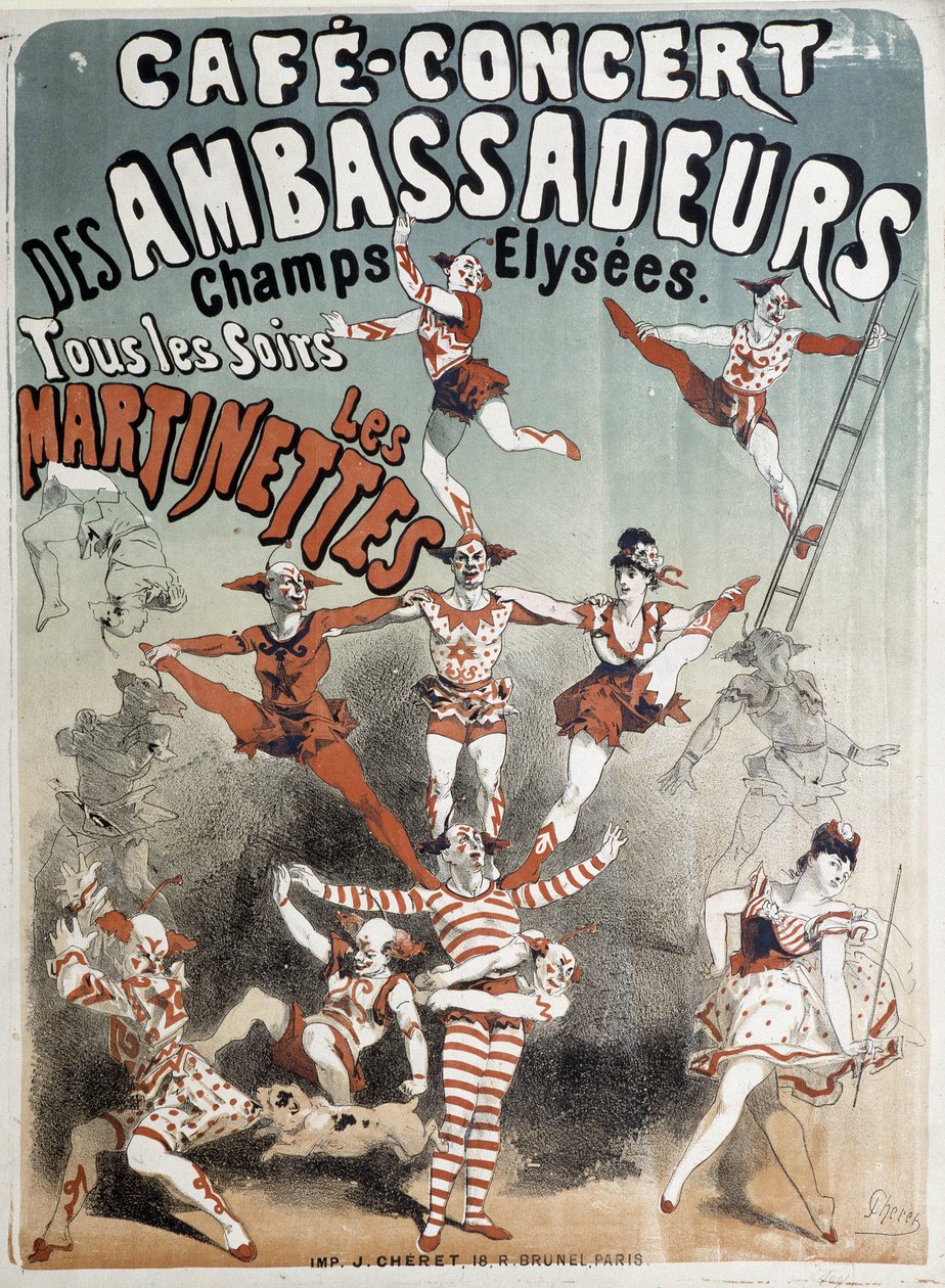 Martinettes a Cafe-Concert des Ambassadeurs-ben – Jules Cheret plakátja, 19. század vége alkotó: Jules Cheret
