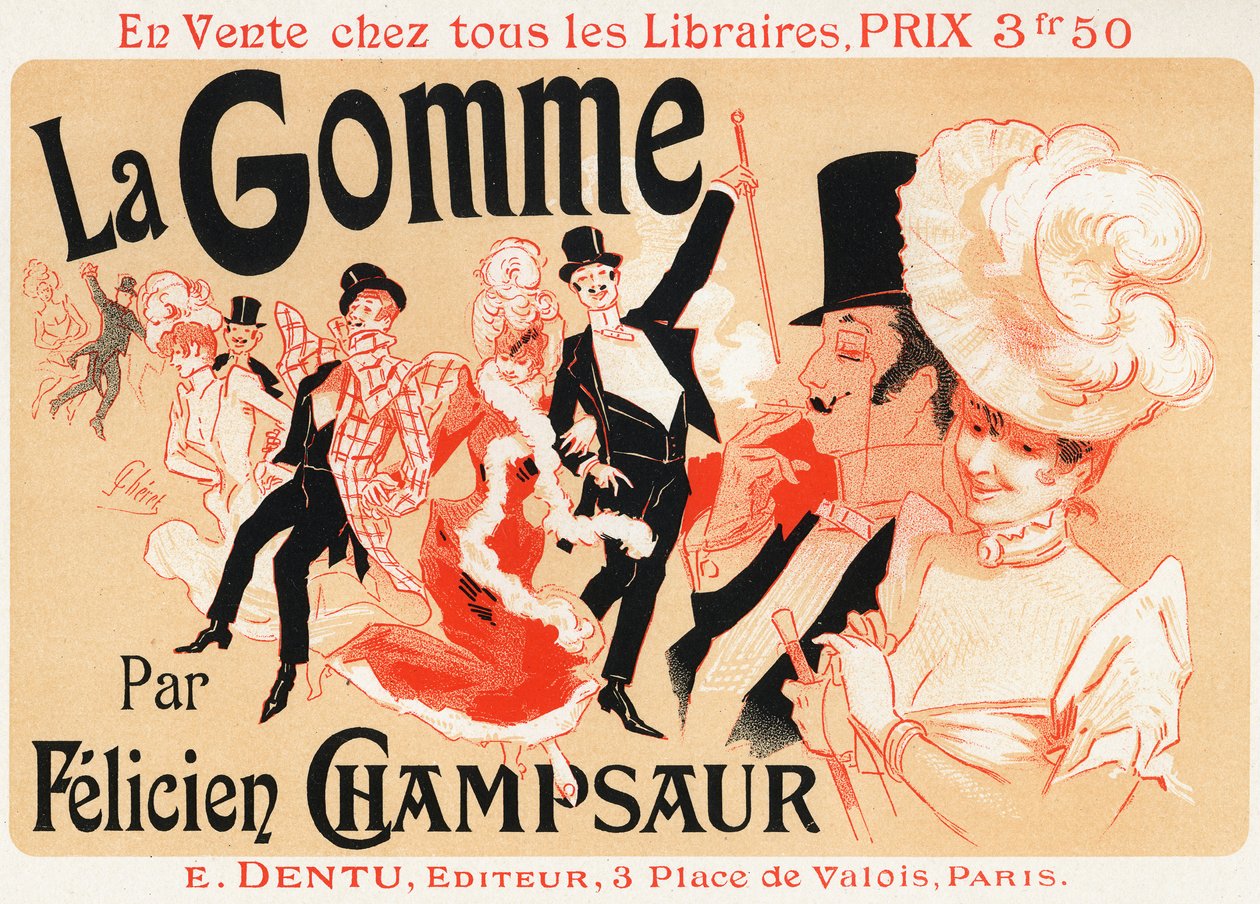 Életmód. Bal Párizsban. Jules Cheret plakátja a darabhoz: La Gomme, Felicien Champsaur, 1889 körül. (poszter) alkotó: Jules Cheret