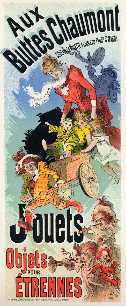 Életmód. A Buttes Chaumont játékbolt. Plakát: Jules Cheret, Franciaország, 1890 körül (plakát) alkotó: Jules Cheret