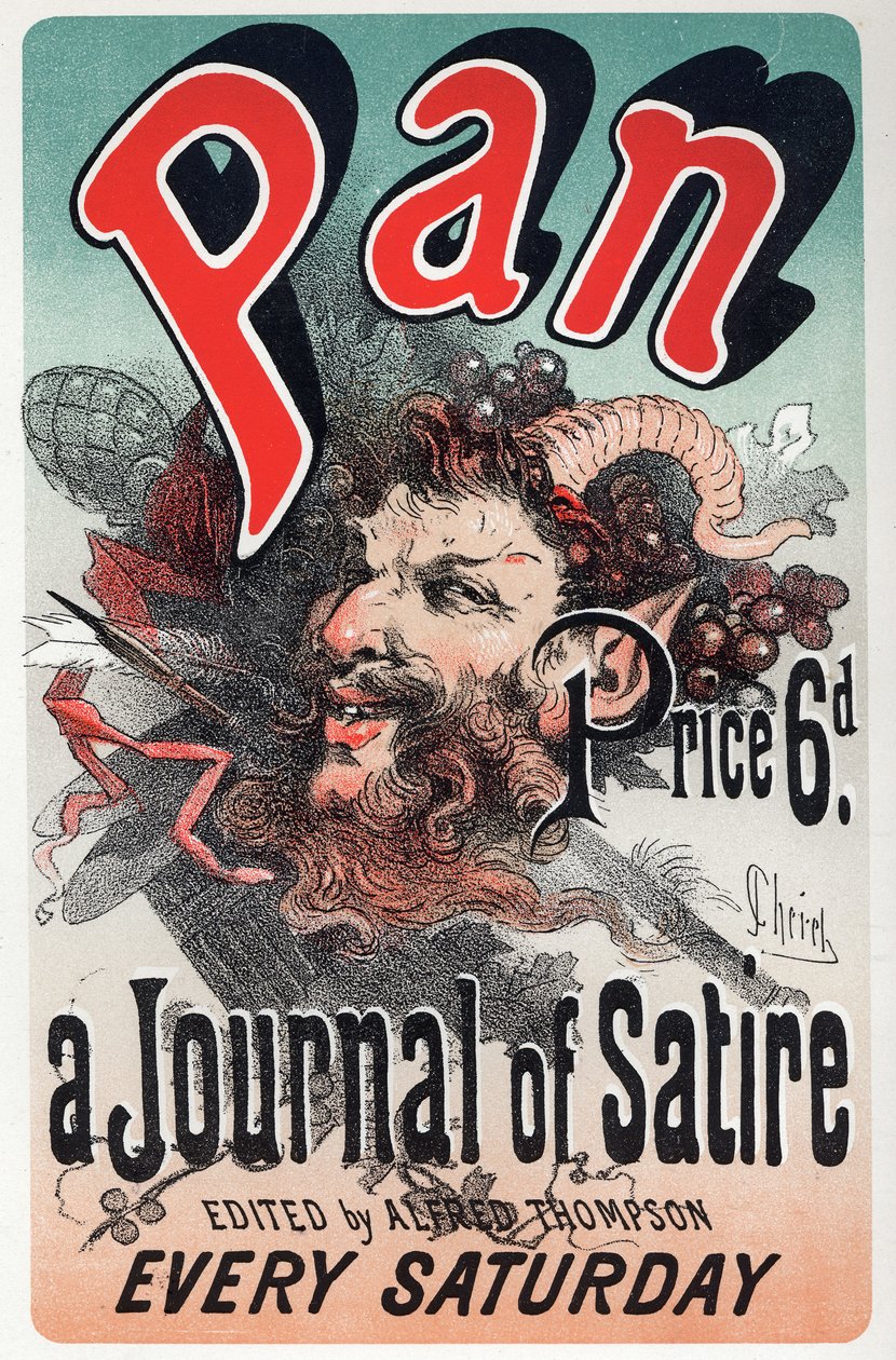Irodalom. Pan, szatirikus újság. Plakát: Jules Cheret, Anglia, 1880 körül (plakát) alkotó: Jules Cheret