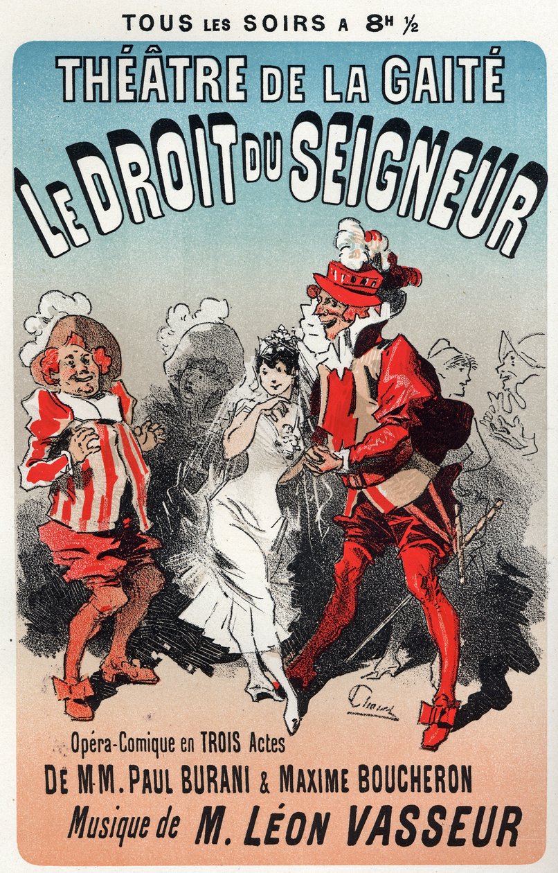 Zene. Az Úr uralma, Leon Vasseur operettje. Jules Cheret plakátja a Theatre de la Gaite 1. előadásához, Párizs, Franciaország alkotó: Jules Cheret