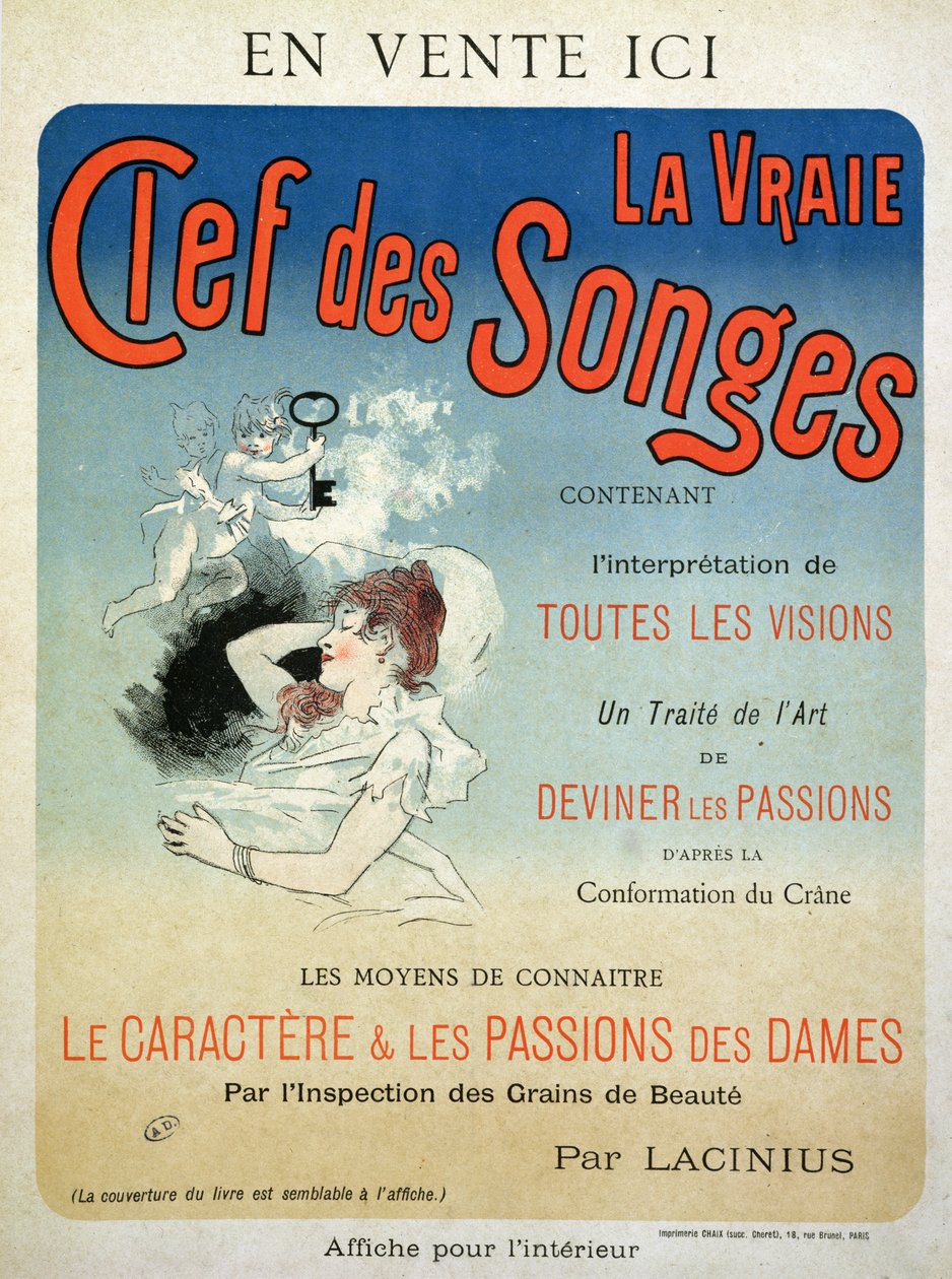 Lacinius „La Vraie Clef des Songes” című könyvét reklámozó plakát, 1892 alkotó: Jules Cheret