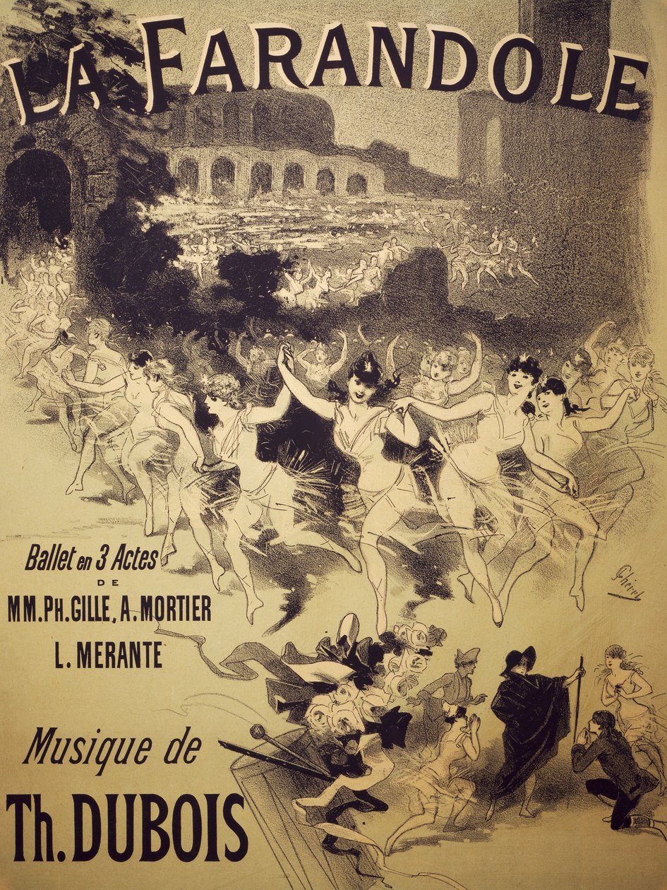 A La Farandole plakátja, Gille, Mortier és Merante balettje, Dubois zenéje, Theatre National de l