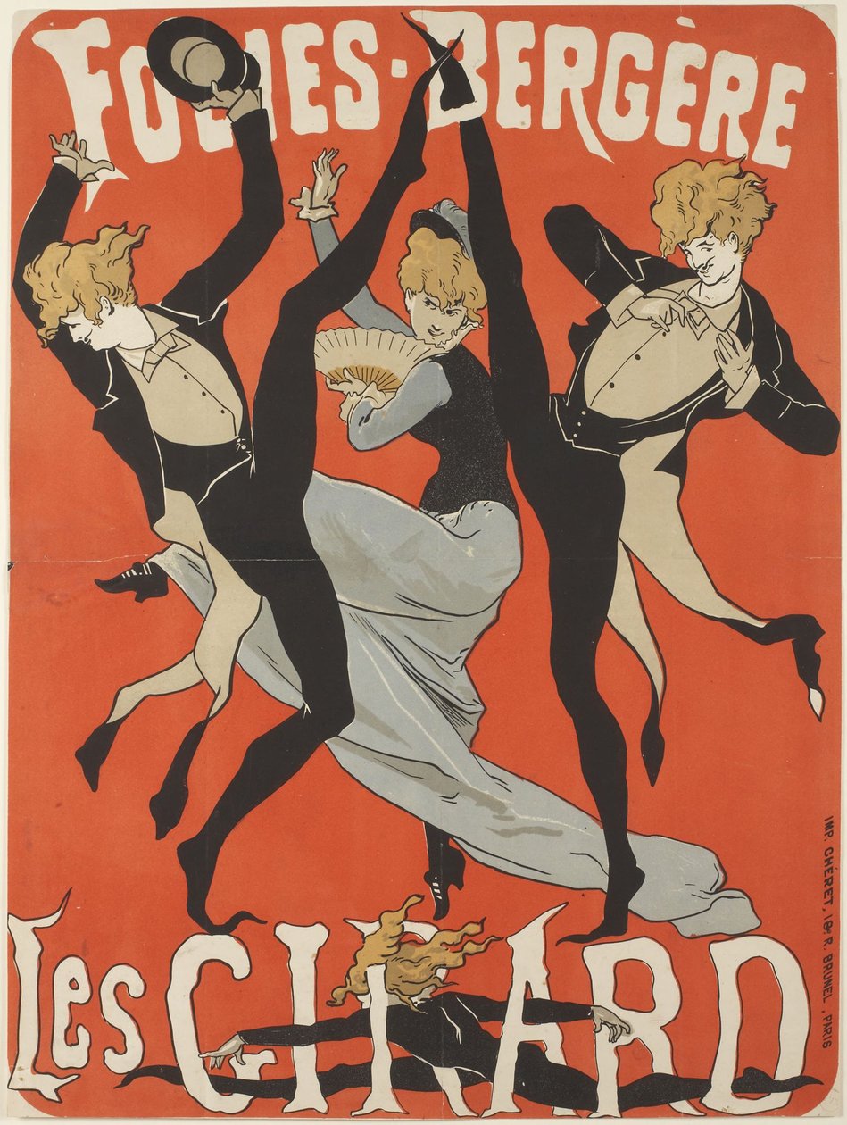Plakát a Les Girards számára a Folies-Bergère-ben alkotó: Jules Cheret