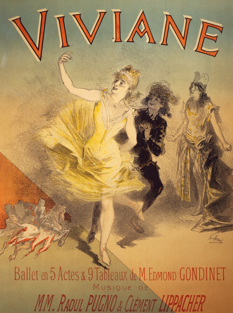 Viviane plakátja, Edmond Gondinet balettje, Raoul Pugno és Clement Lippacher zenéje alkotó: Jules Cheret