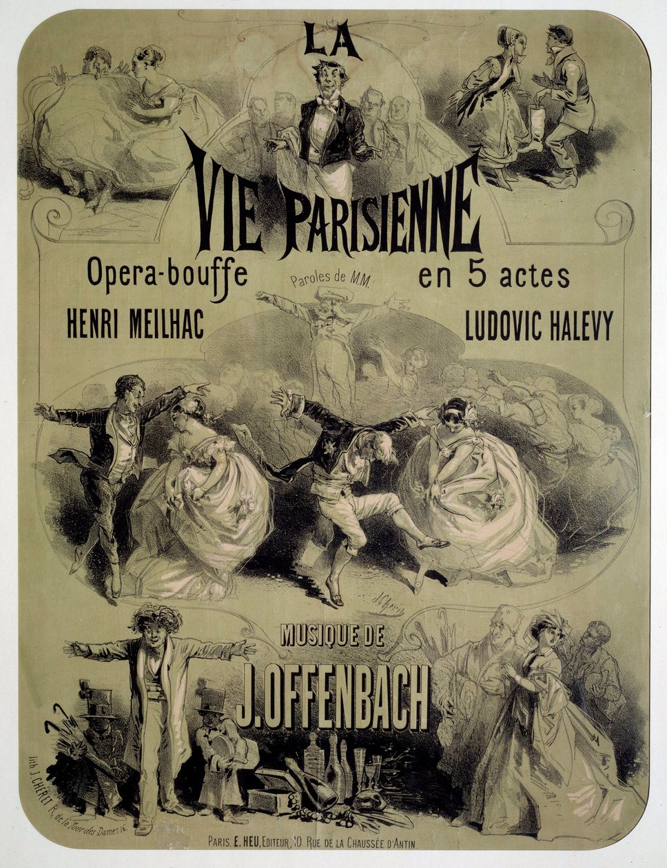 Jacques Offenbach (1819-1880) „Párizsi élet” operaétel plakátja alkotó: Jules Cheret