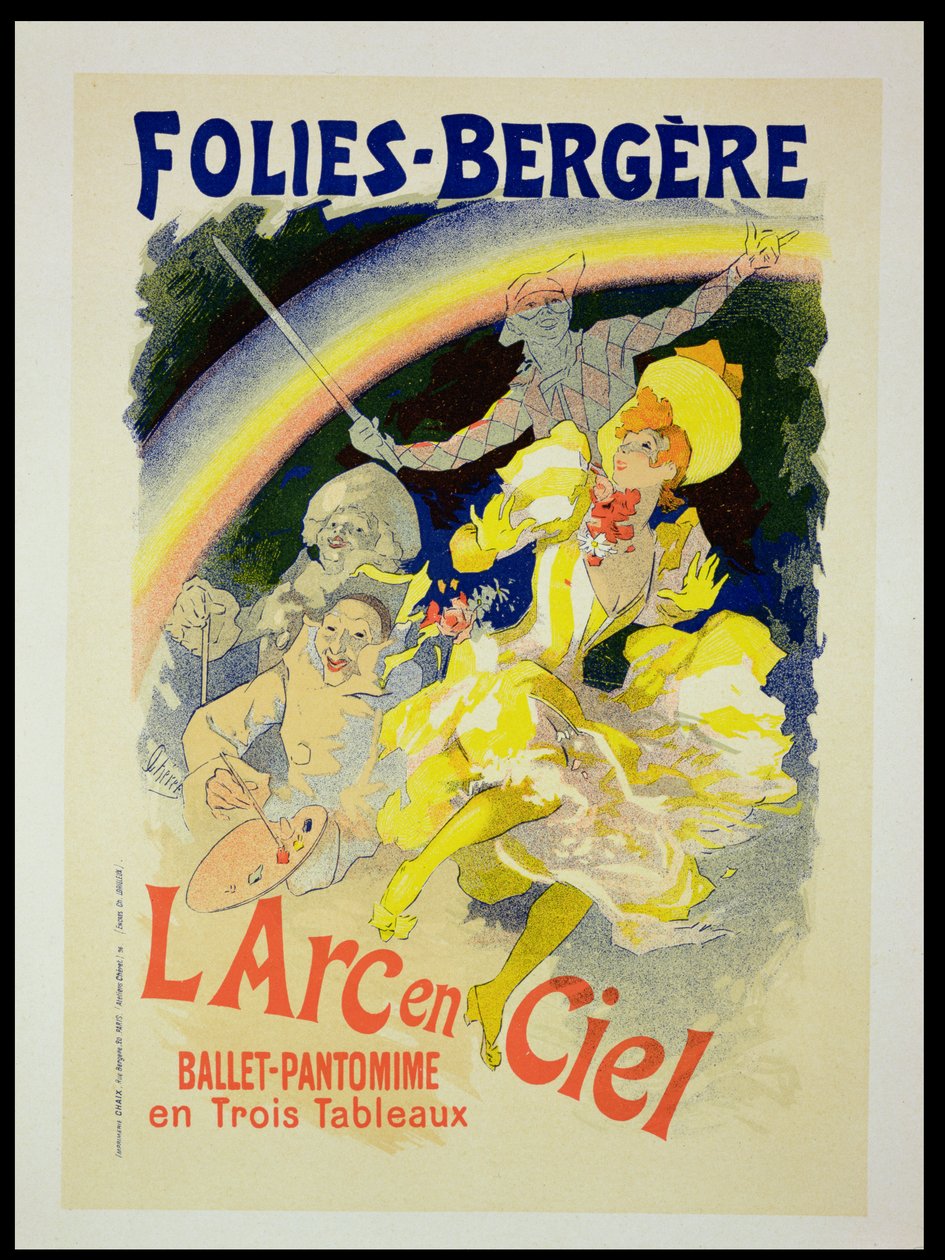 A „The Rainbow” című balett-pantomim, a Folies-Bergere által bemutatott plakát reprodukciója, 1893 alkotó: Jules Cheret