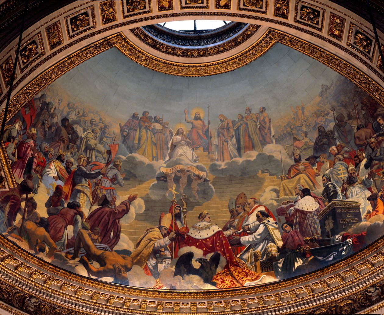 A kereszténység története és dicsőítése, a Madeleine-templom kupolájának festése (freskó) alkotó: Jules Claude Ziegler