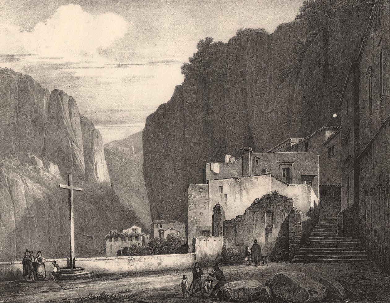 Amalfi látképe, Campania, Olaszország, litográfia Jules Coignet (1798-1860) rajza alapján, 258x245 cm alkotó: Jules Coignet