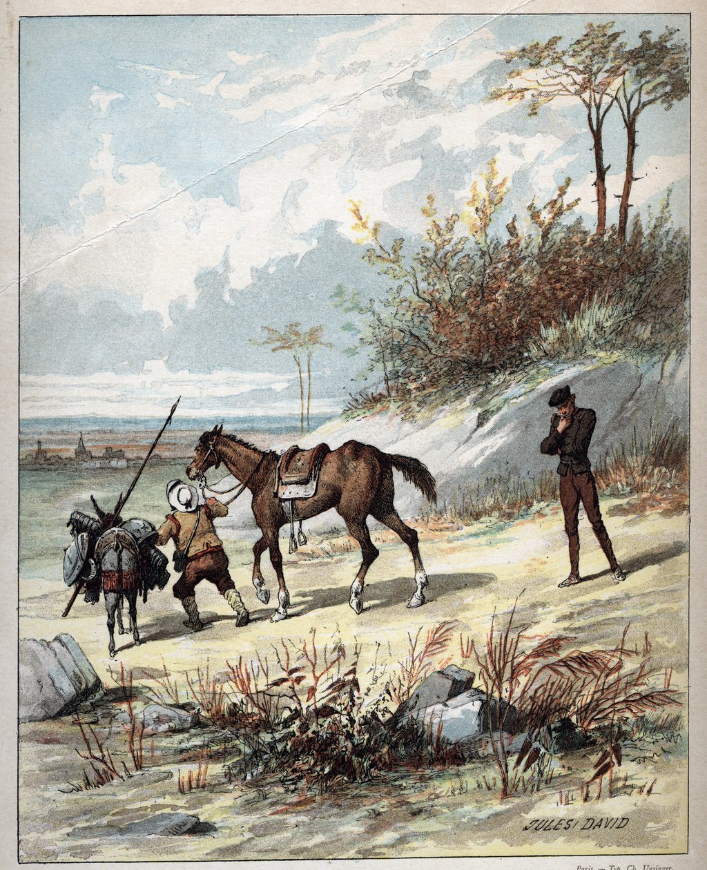 Don Quijote és Sancho Panza - Jules David (1808-1892) illusztrációja a Don Quijote történetéből (Don Quijote) - 1887 - Miguel de Cervantes Saavedra (1547-1616) - alkotó: Jules David