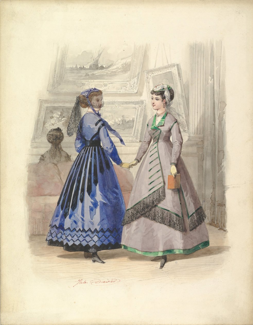 Két nő egy művészeti galériában, 1868. alkotó: Jules David