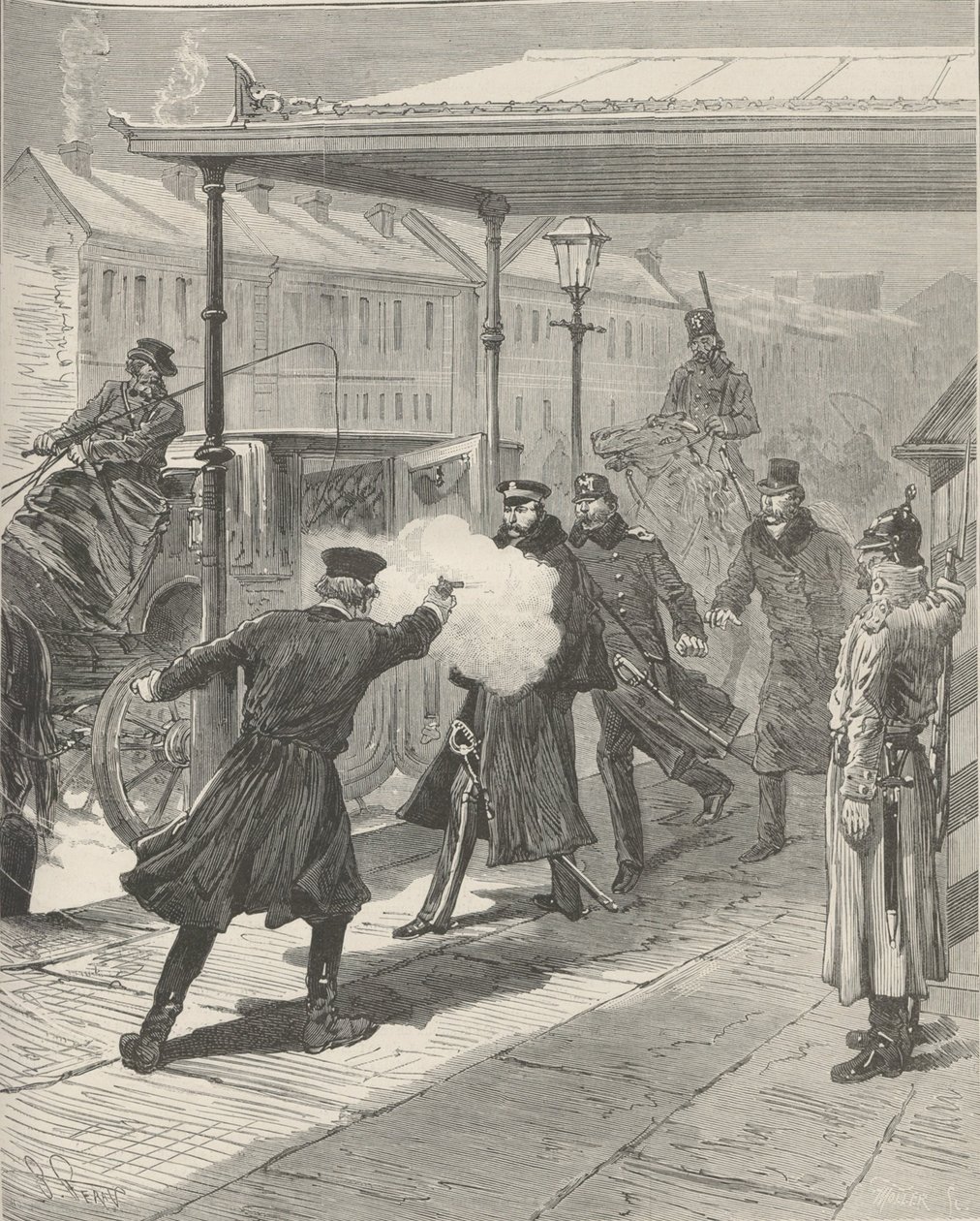 Mihail Loris-Melikov gróf meggyilkolása. A Le Monde Illustré-ből, 1880. alkotó: Jules Descartes Férat