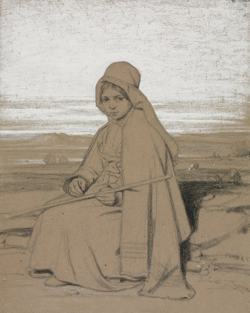 Ülő pásztorlány alkotó: Jules Dupré