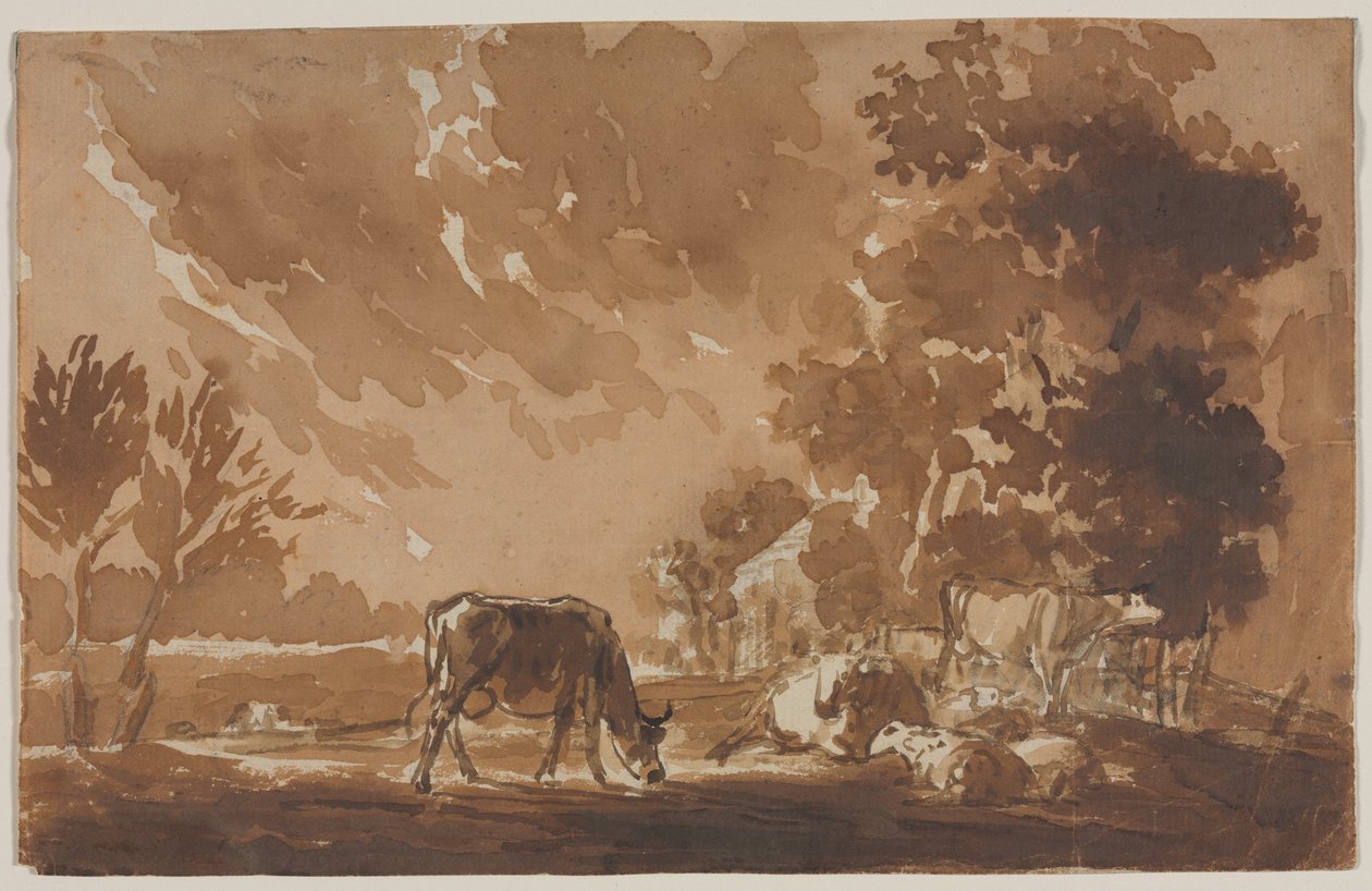 Táj szarvasmarhákkal (recto) alkotó: Jules Dupré