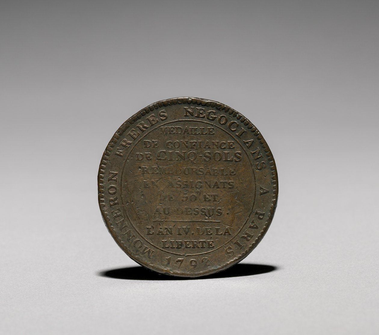 Érem: Five Sols, a Monneron Brothers, Párizs, 1792 fordítottja. alkotó: Jules Dupré