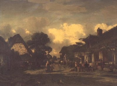 A fogadó előtti út alkotó: Jules Dupré