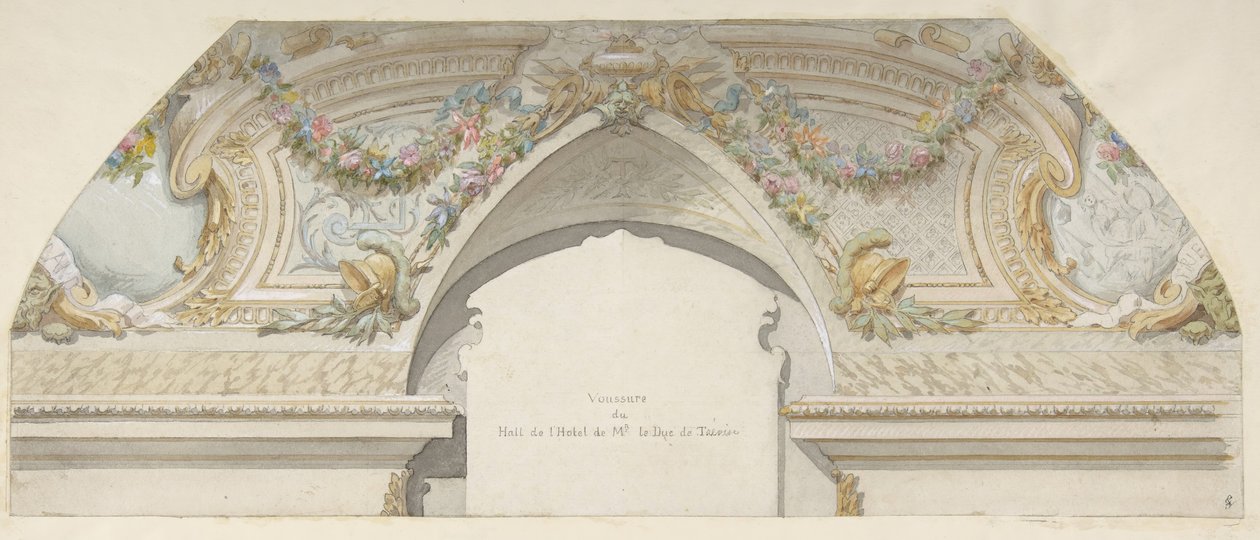 Tervezés a Hôtel de Trevise számára, Párizs, 19. század második fele. Alkotók: Jules-Edmond-Charles Lachaise, Eugène-Pierre Gourdet. alkotó: Jules Edmond Charles Lachaise and Eugène Pierre Gourdet