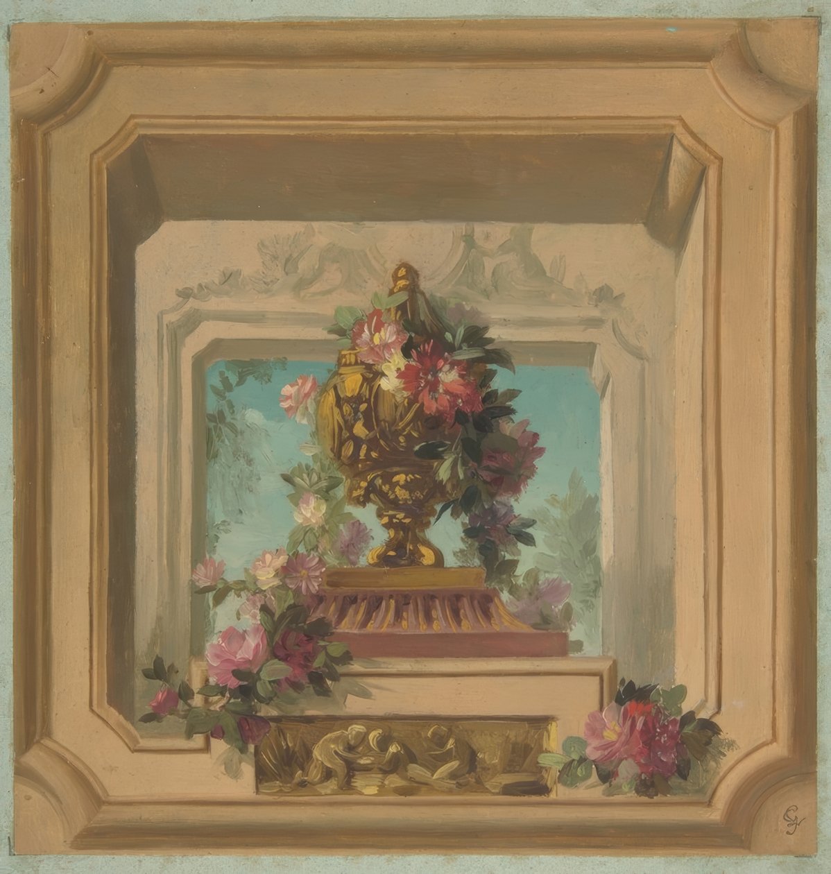 Trompe loeil design egy mennyezetre alkotó: Jules Edmond Charles Lachaise