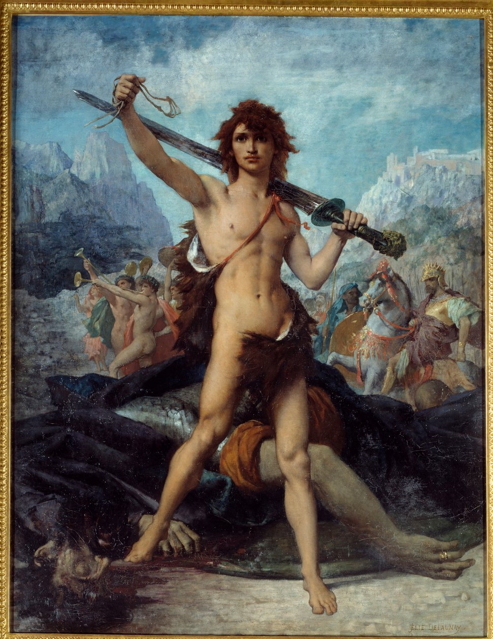 Dávid diadalmaskodott. Jules Elie Delaunay (1828-1891) festménye alkotó: Jules Elie Delaunay