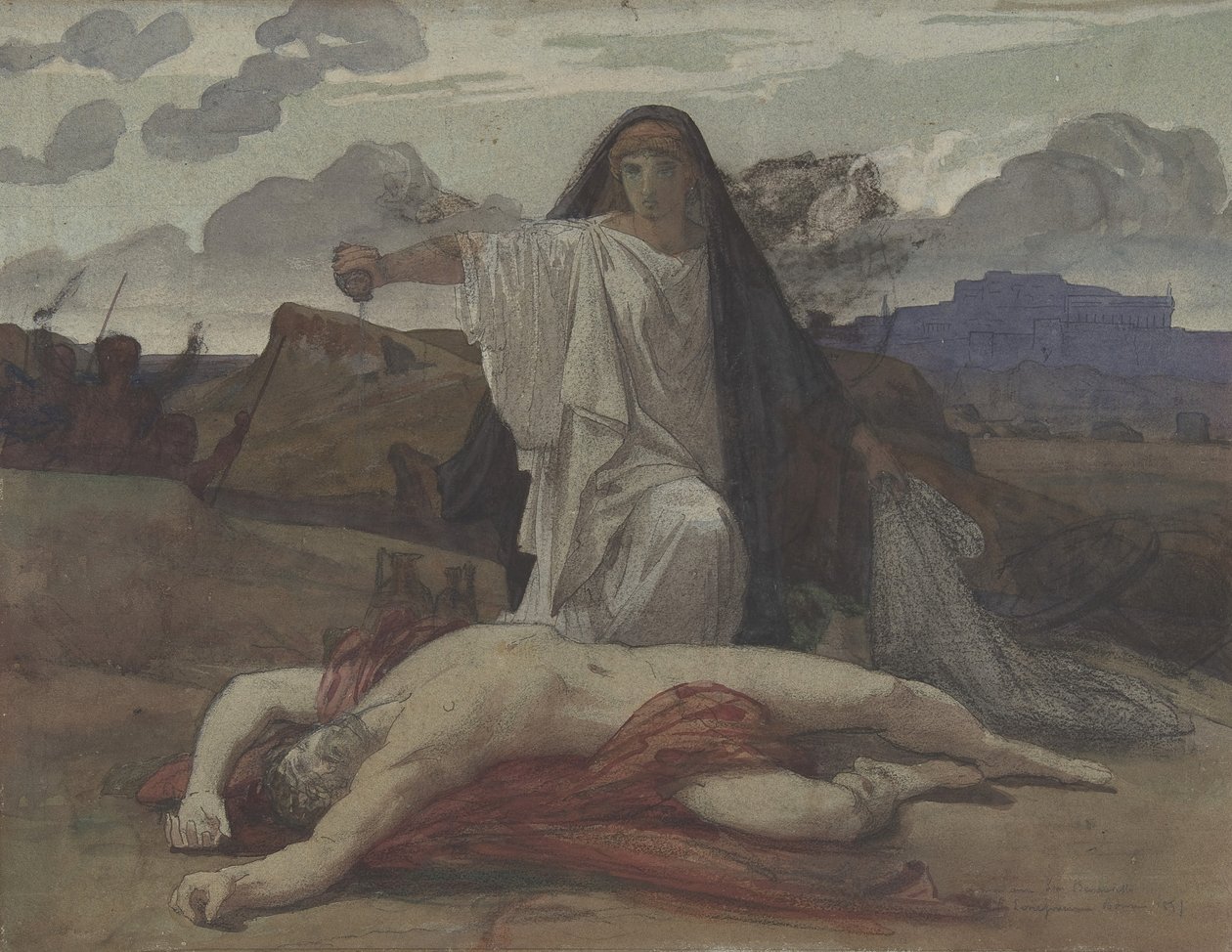 Antigoné jelképes temetést ad testvére, Polynices testének, 1835-98. alkotó: Jules Eugene Lenepveu