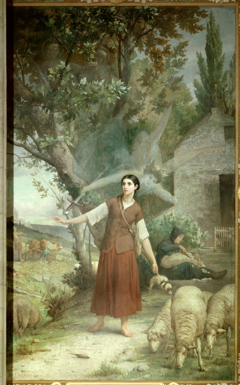 Jeanne of Arc (1412-1431) 13 évesen Domremyben, szülővárosában, Lotaringiában tartja apja juhait. Jules Lenepveu (1819-1898) festménye: 19. századi Párizs, Pantheon alkotó: Jules Eugene Lenepveu