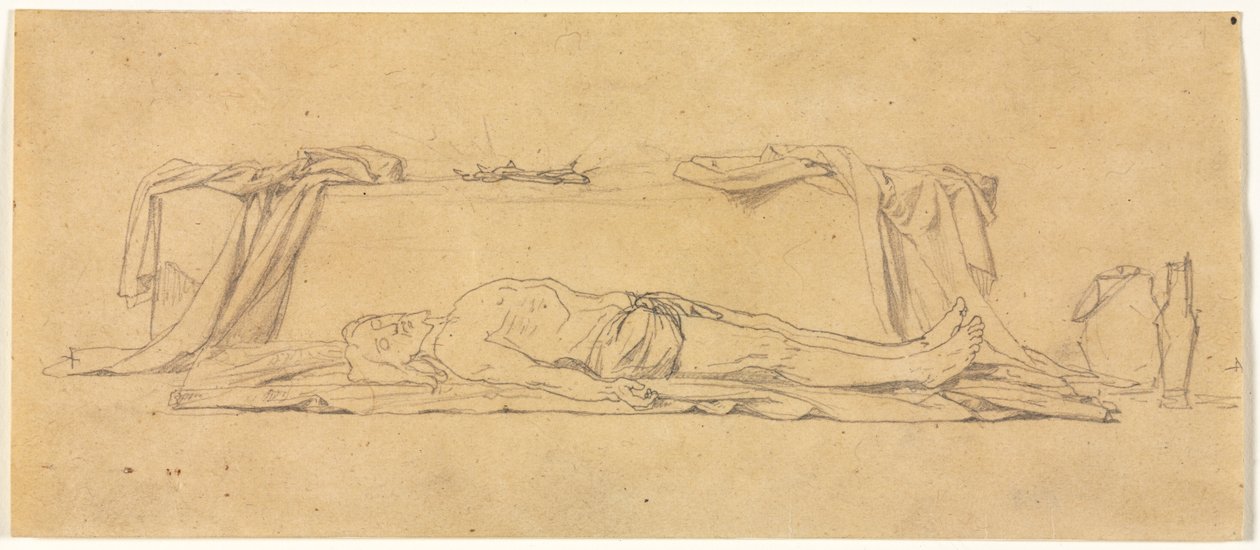 Vázlat a halott Krisztusról, aki a sír mellett fekszik, 1800-as évek. alkotó: Jules Eugene Lenepveu