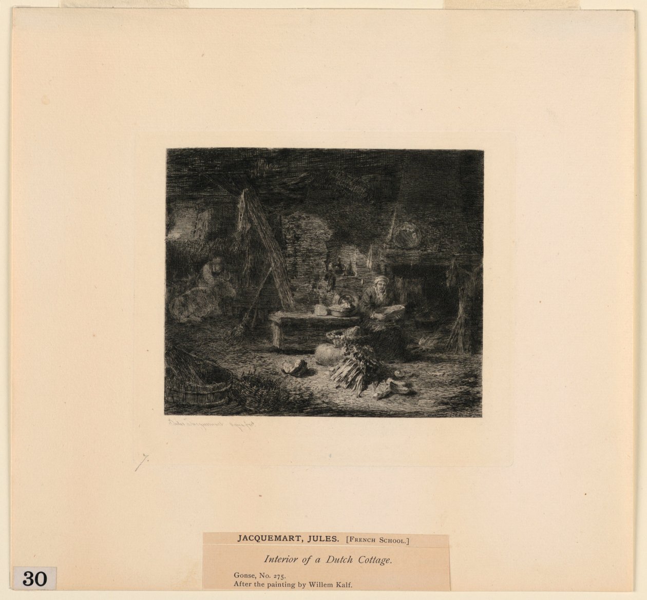 Egy holland kunyhó belseje, a "Képek rézkarcai a Metropolitan Múzeumban, New York" című filmből alkotó: Jules Ferdinand Jacquemart